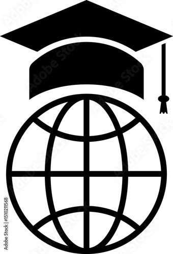 global education icon. Global Communication. world wide education icons.  web conference sign. academic achievement around the world
