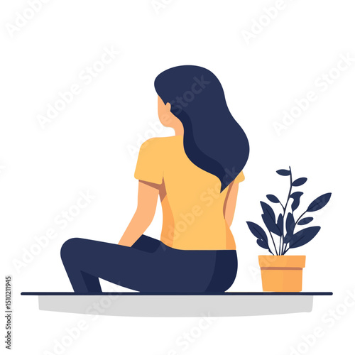 Loneliness vector 2D flat illustration, isolated on a white background.
