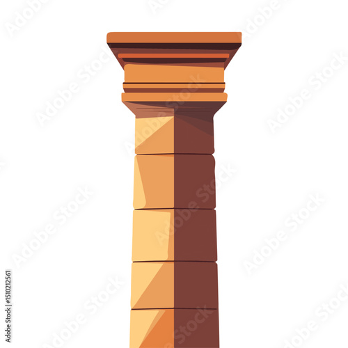 2D flat Roman Column vector illustration, isolated on a white background.