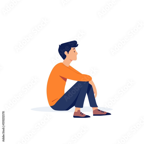 2D flat vector illustration of Loneliness, isolated on a white background.