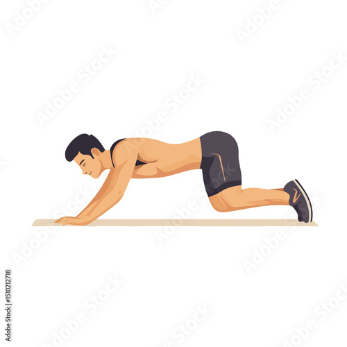 Push Up vector 2D flat illustration, isolated on a white background.