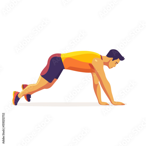 Push Up 2D flat vector illustration, isolated on a white background.