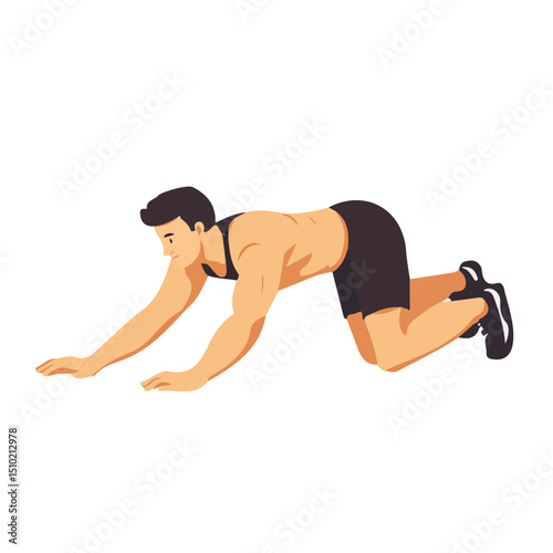 2D flat Push Up vector illustration, isolated on a white background.