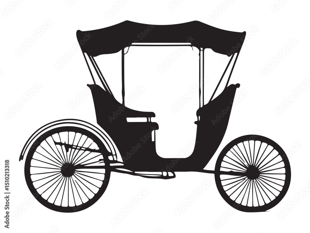 Fototapeta premium Classic Rickshaw Black Vector Design Illustration.