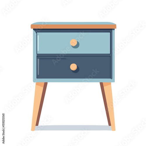 Nightstand vector 2D flat illustration, isolated on a white background.