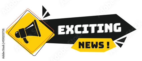 megaphone with Exciting news template, business design, marketing, announcement, discount, cashback. creative banner. editable vector eps 10.