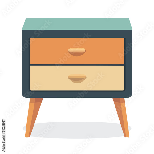 Nightstand vector 2D flat illustration, isolated on a white background.