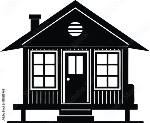Tiny House logo silhouette vector, Camping trailer house logo icon silhouette vector illustration