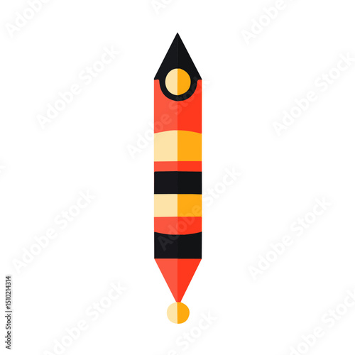 New Years Party Popper 2D flat vector illustration, isolated on a white background.