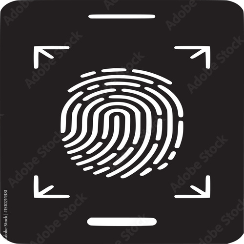 Black smartphone displaying fingerprint scan with corner brackets icon