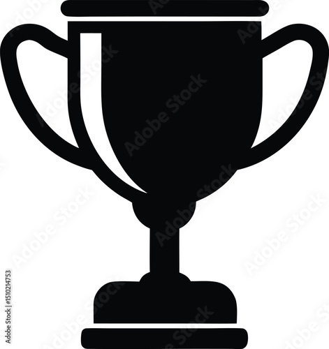Black trophy cup vector illustration, Trophy cup icon, Trophy cup silhouette vector illustration