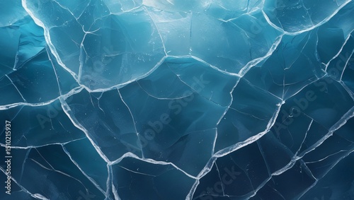 Abstract blue cracked ice texture background