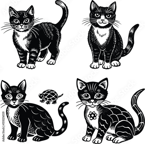 Cat silhouette vector illustration., Black Cat Set
Cat walk animation. Domestic animal silhouette. Walking black kitten with yellow eyes. Side view of moving pet. Isolated sprite of cartoon kitty, an
