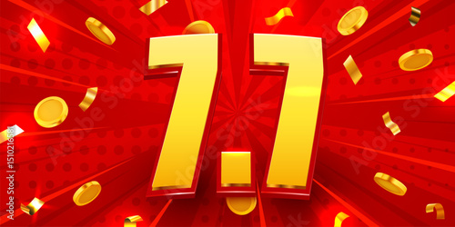 7.7 discount flash sale background. Vector illustration for shopping day, online shopping, special Offer coupon, voucher, banner template, websites, social media advertising. Vector illustration