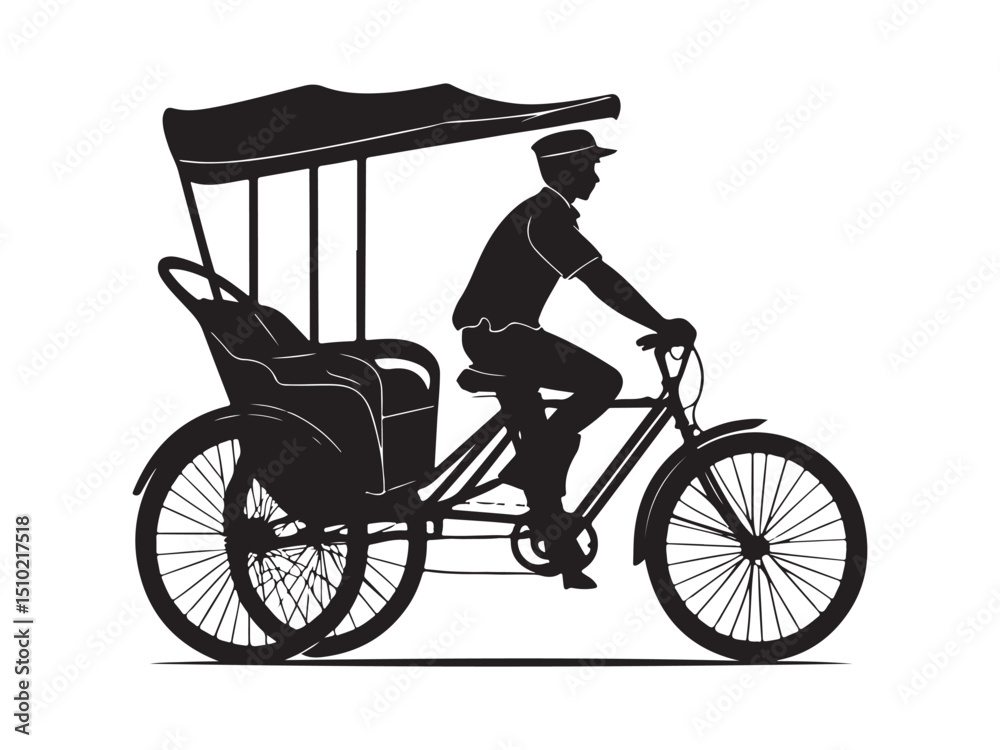 Obraz premium Classic Rickshaw Black Vector Design Illustration.