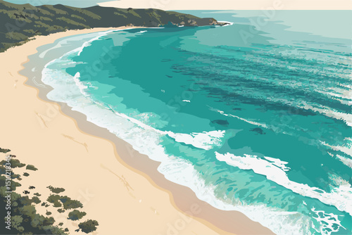 Aerial View of Serene Beach with Turquoise Water