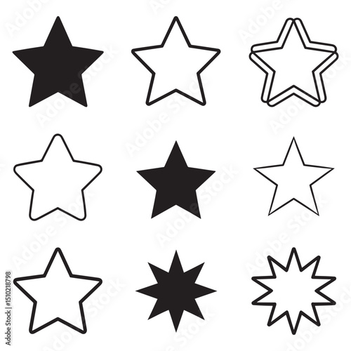 Collection of black stars. Stars vector icons.