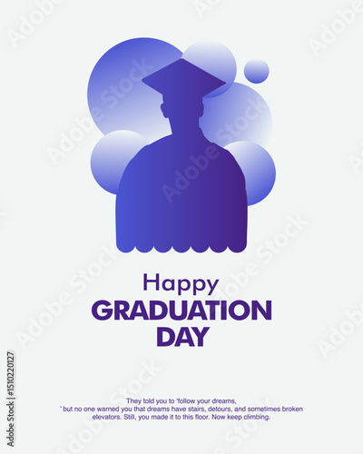 Minimalist graduation silhouette poster with motivational quote. Ideal for school posters, social media, or print material.