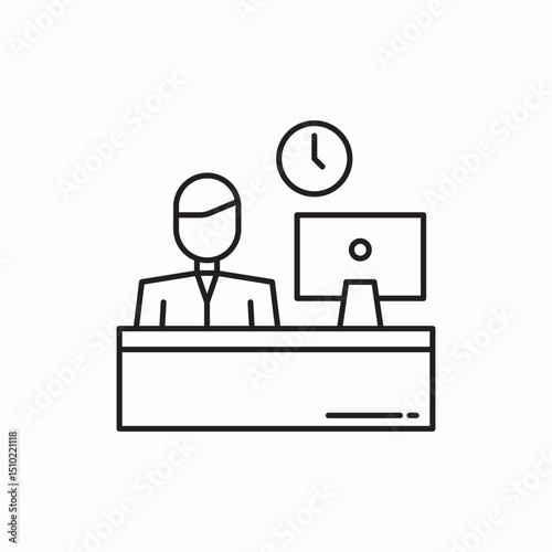 reception desk people icon vector sign