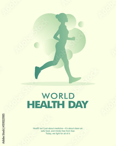 A jogging woman silhouette in flat style to celebrate World Health Day. Perfect for posters, flyers, or health campaign visuals.