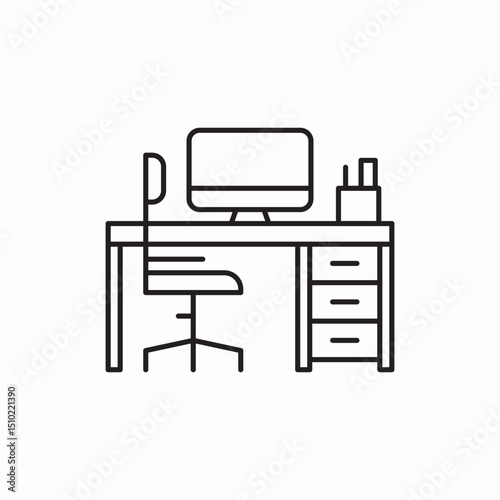 work desk computer icon vector sign
