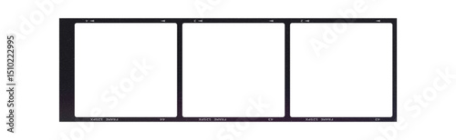 Film frame photo strip high-resolution blank filter. 35mm scan template texture effect. Trendy editable camera roll social stories design. Isolated vintage analog cinema empty scratches mockup.