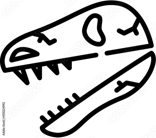 Animal, Dinosaur, Stone, Prehistoric, Skull, Needle, hunt, Cave, weapon and Fire line icon. Vector illustration. Editable stroke. stock illustration