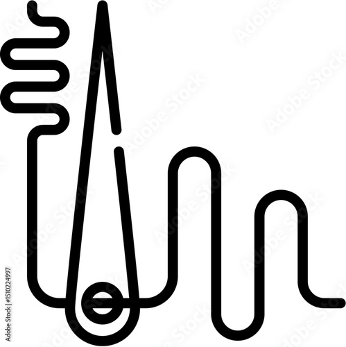 Animal, Dinosaur, Stone, Prehistoric, Skull, Needle, hunt, Cave, weapon and Fire line icon. Vector illustration. Editable stroke. stock illustration