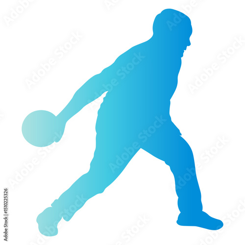 Bowling Player Silhouette. Vector Illustration in Gradient Color Design.