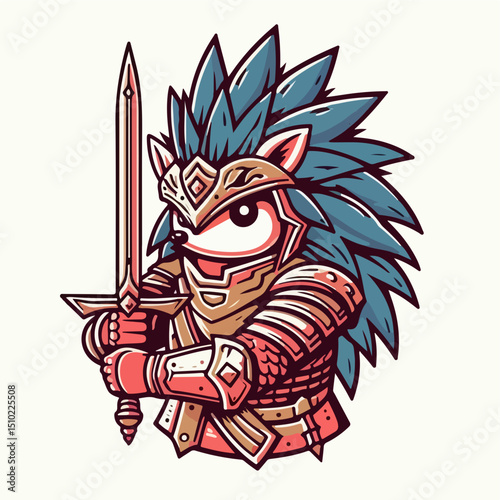 Hedgehog Knight: A brave hedgehog dons knightly armor and wields a shining sword, ready to embark on an epic quest, embodying courage and chivalry.