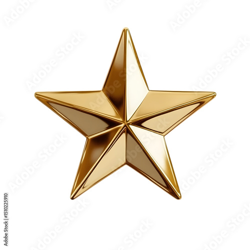 Golden Christmas Star isolated on white Background. Ai Generated Images