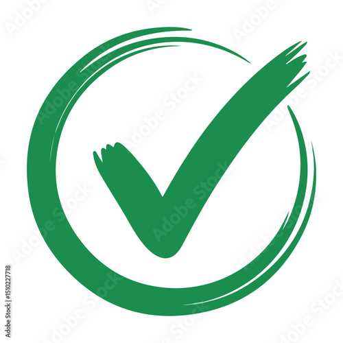 Green check mark symbol in circle signifying approval confirmation and validation