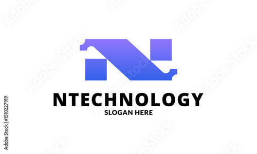N Tech Letter Logo Design – Modern Initial Logo for Technology, Software, and Digital Brands