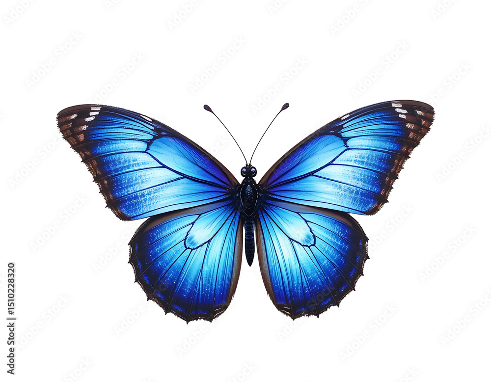 Blue butterfly with open wings, flying, isolated background. Blue butterfly with open wings, flying, isolated background.