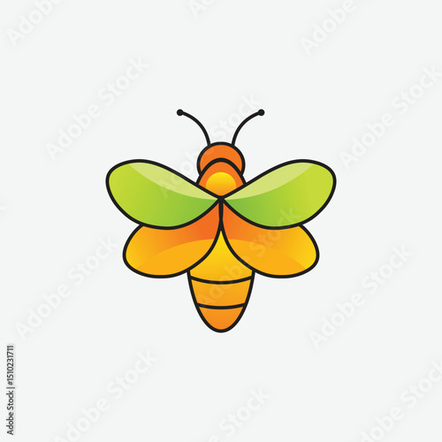 Minimalist Firefly Logo Design Modern Geometric Insect Symbol with Lime Wings and Glowing Body