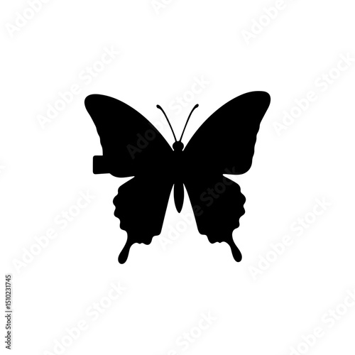 Butterfly hair clip silhouette vector flat illustration on white background.