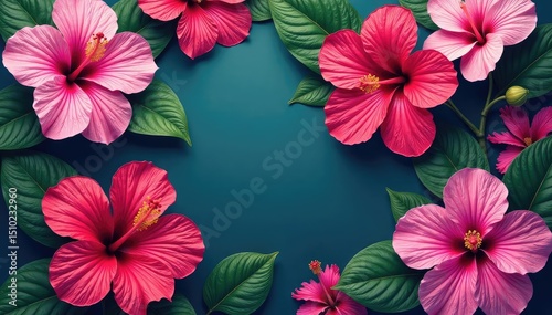 Bold tropical hibiscus & orchids, vibrant seamless design, tropical flowers, pattern, jungle