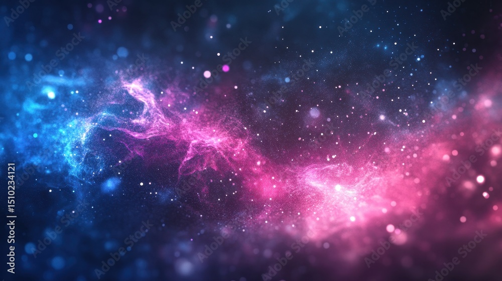 Obraz premium Mystical Galaxy: Immerse yourself in a captivating display of the cosmos, a celestial dance of vibrant hues, shimmering particles, and enigmatic formations.