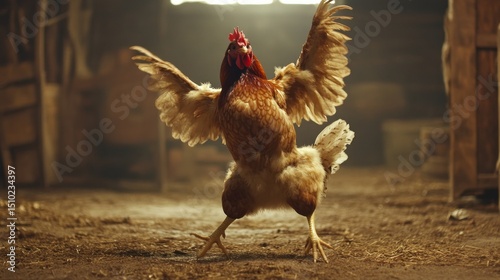 Rooster in a joyful dance pose