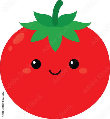 Kawaii fruit clipart design of a tomato, vector illustration