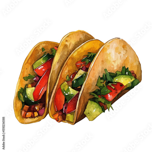 2D flat vector illustration of Tacos, isolated on a white background.