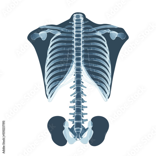 2D flat vector illustration of X-ray Image, isolated on a white background.