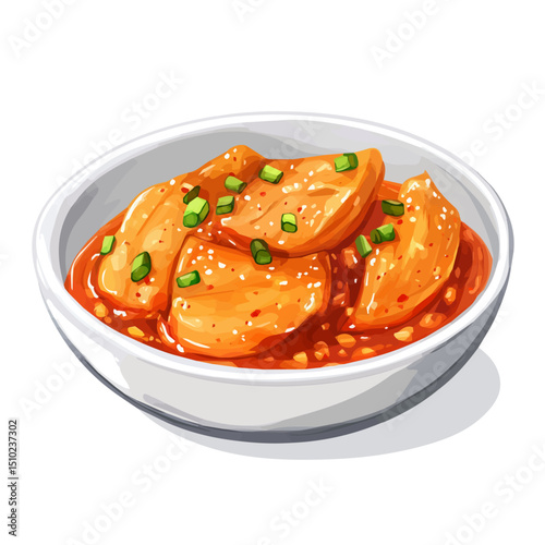 Spicy Kimchi vector 2D flat illustration, isolated on a white background.