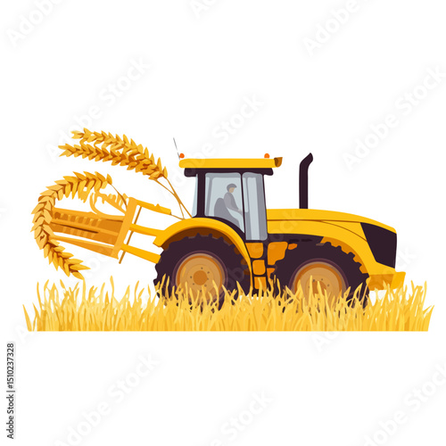 2D flat vector illustration of Wheat Harvest, isolated on a white background.