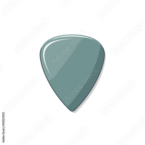 Isolated Gray Guitar Pick on White Background, Musical Instrument Accessory Illustration for Musicians