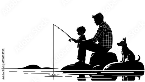 Heartwarming Father and Son Fishing Adventure with Loyal Dog