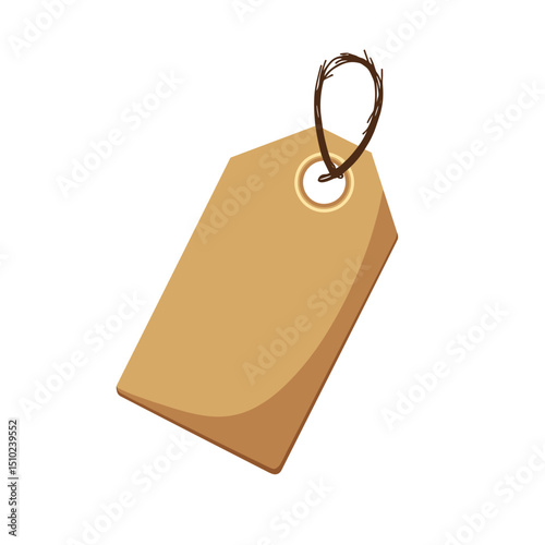 Simple Brown Paper Tag with String Mockup for Price or Gift Label Illustration