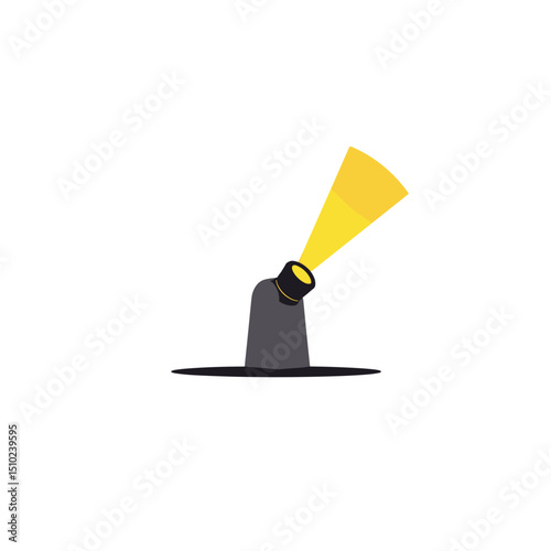 Simple Cartoon Spotlight with Yellow Beam Illustration for Stage Lighting and Presentation