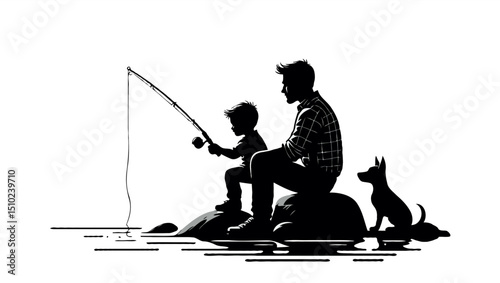 Heartwarming Father and Son Fishing Adventure with Loyal Dog