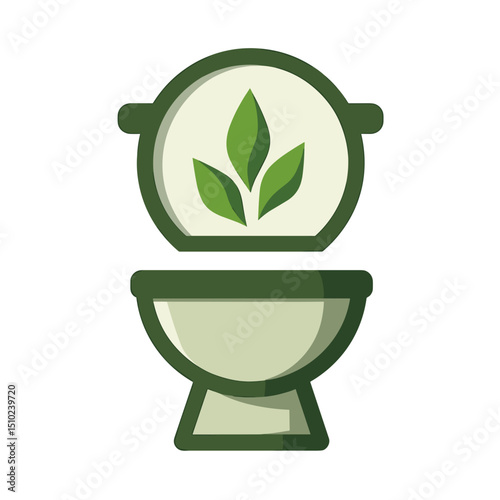 Eco-Friendly Toilet Icon with Green Leaves, Promoting Sustainable Sanitation and Environmental Awareness, Vector Illustration
